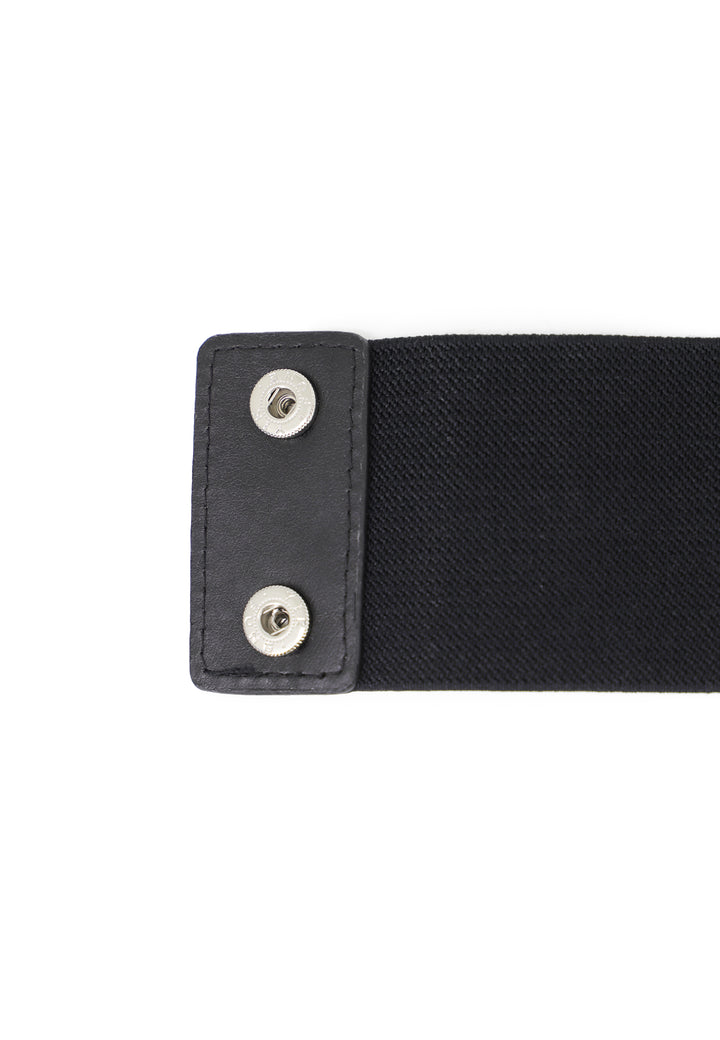 Cintura a vita alta elegante elasticizzata con pietre NERA