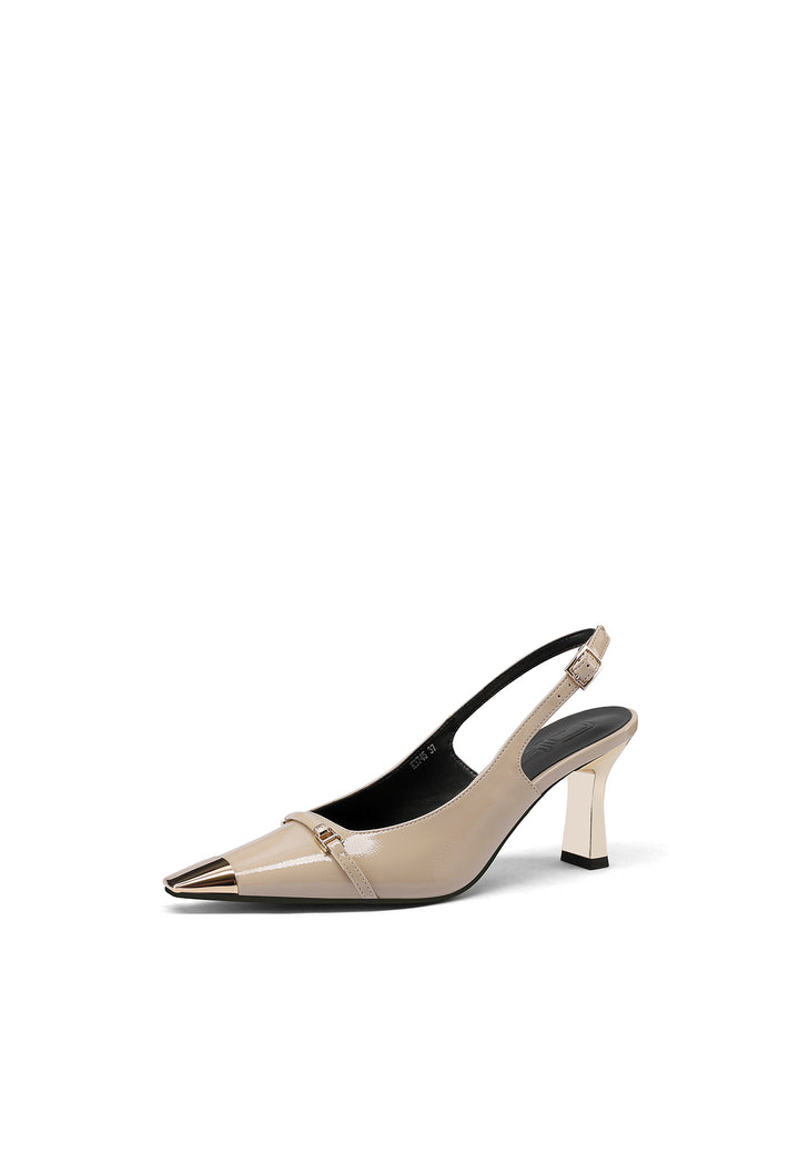 Dècolletè slingback con tacco da 7 cm colore nude