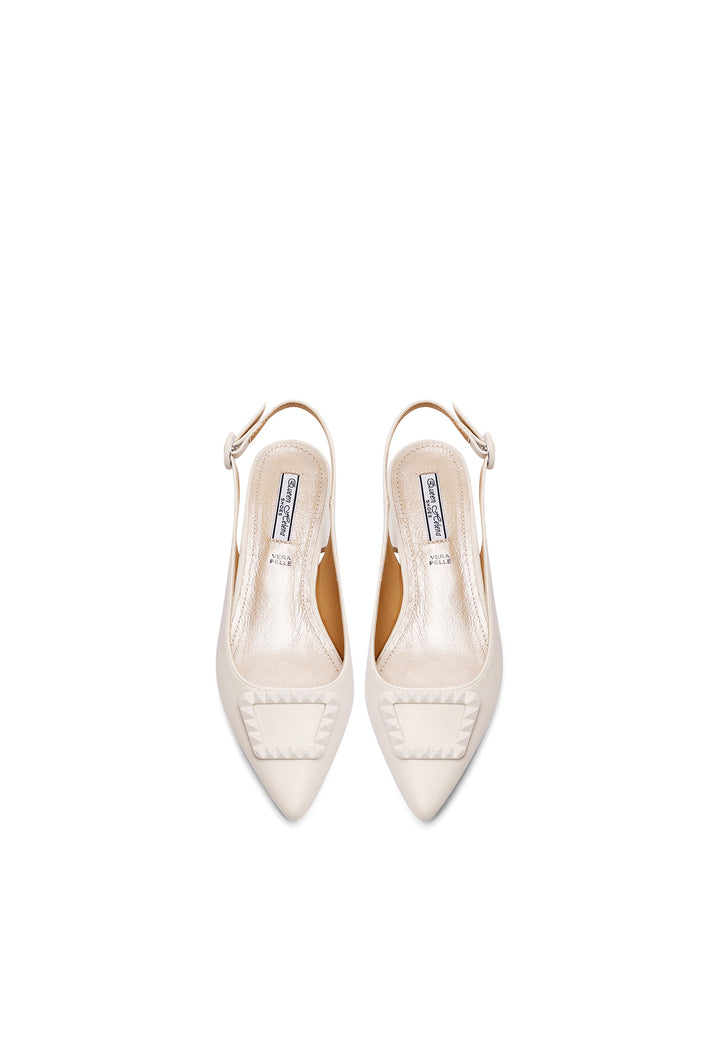 Decolletè slingback da donna con tacco medio colore beige