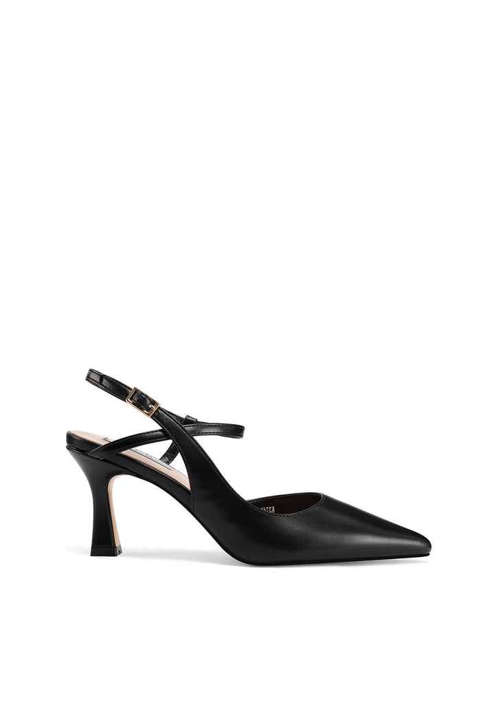 Décolleté slingback con doppio cinturino e tacco 8 cm colore nero