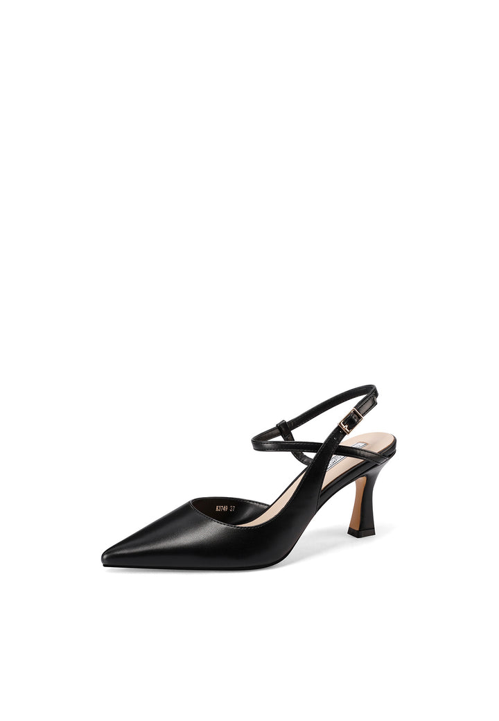 Décolleté slingback con doppio cinturino e tacco 8 cm colore nero