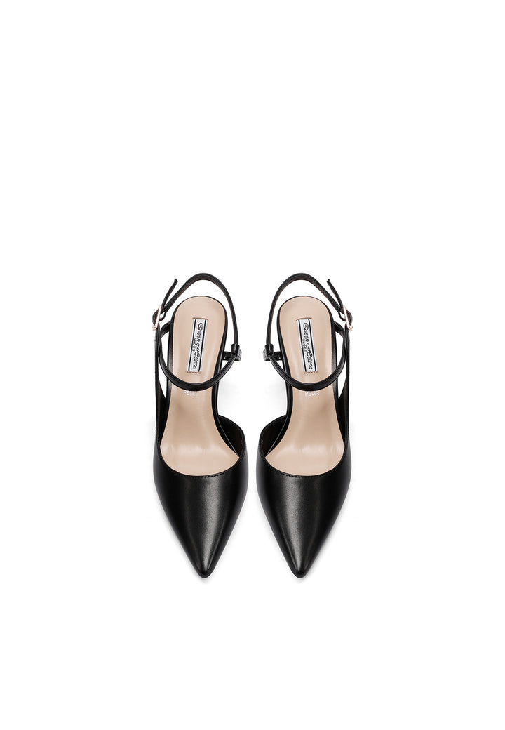 Décolleté slingback con doppio cinturino e tacco 8 cm colore nero