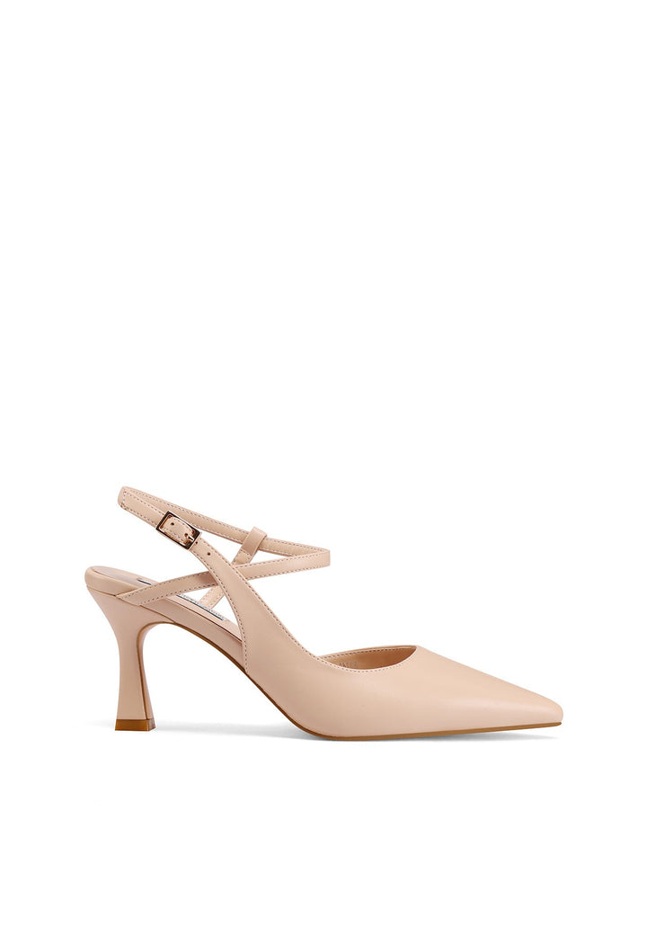 Décolleté slingback con doppio cinturino e tacco 8 cm colore nude