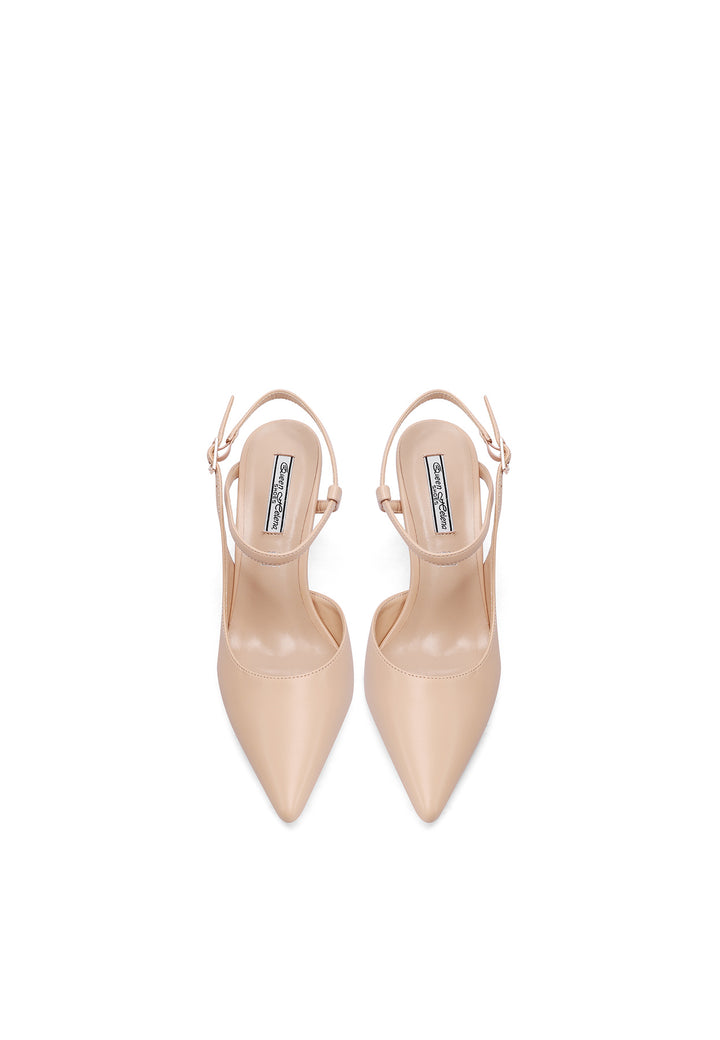 Décolleté slingback con doppio cinturino e tacco 8 cm colore nude