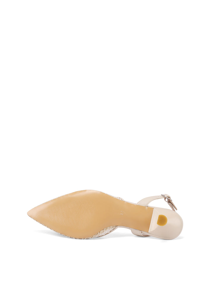 Décolleté slingback con gioiello sulla tomaia e cinturino regolabile colore beige