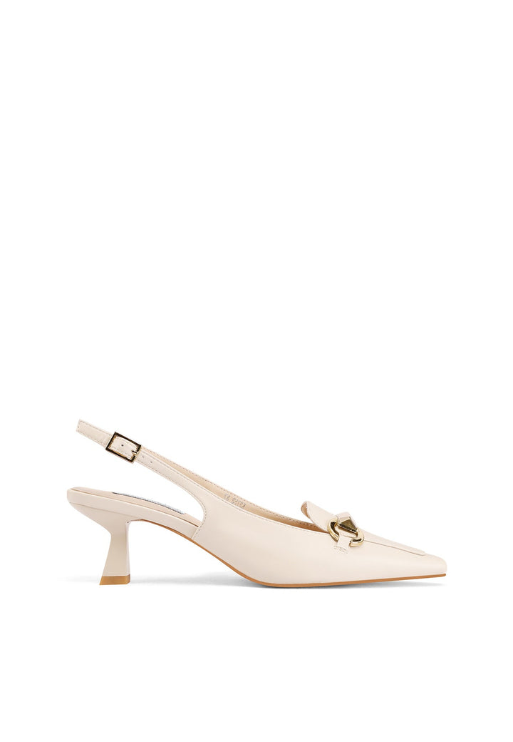 Décolleté slingback con fibbia e tacco 6 cm colore beige