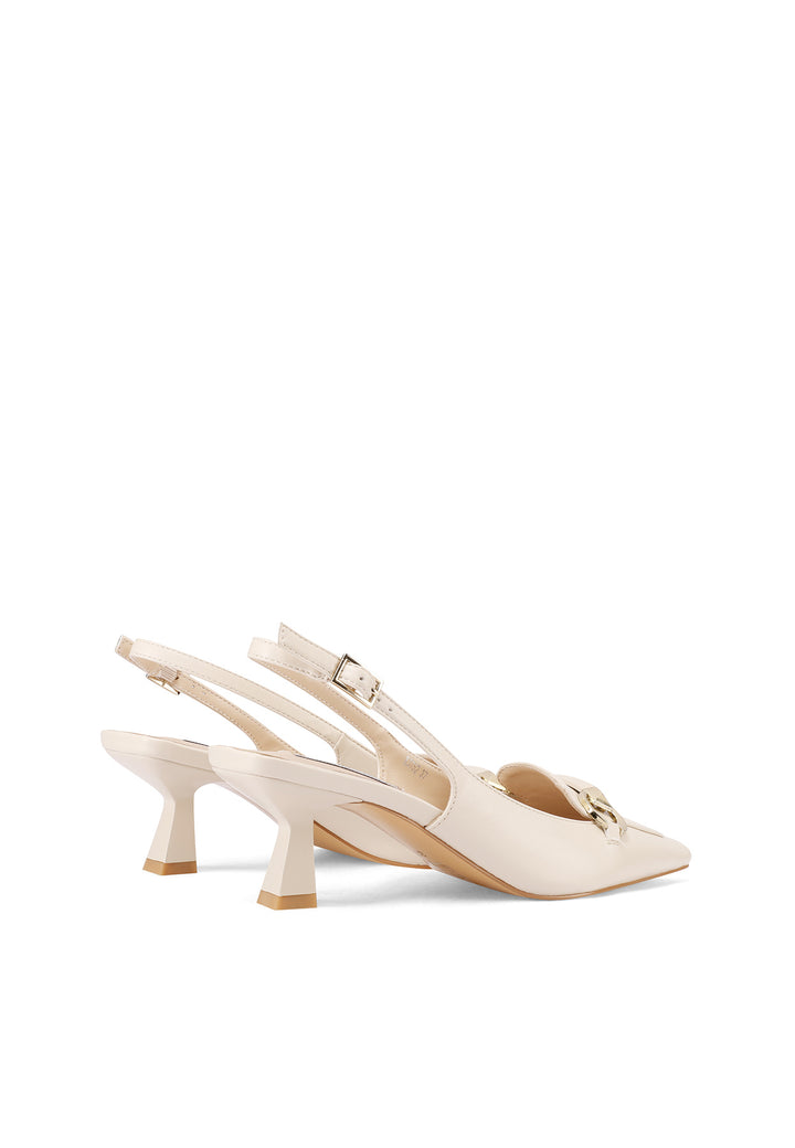 Décolleté slingback con fibbia e tacco 6 cm colore beige