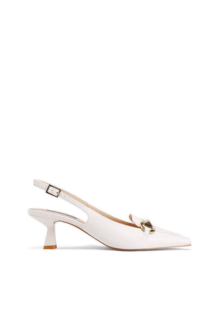 Décolleté slingback con fibbia e tacco 6 cm colore bianco