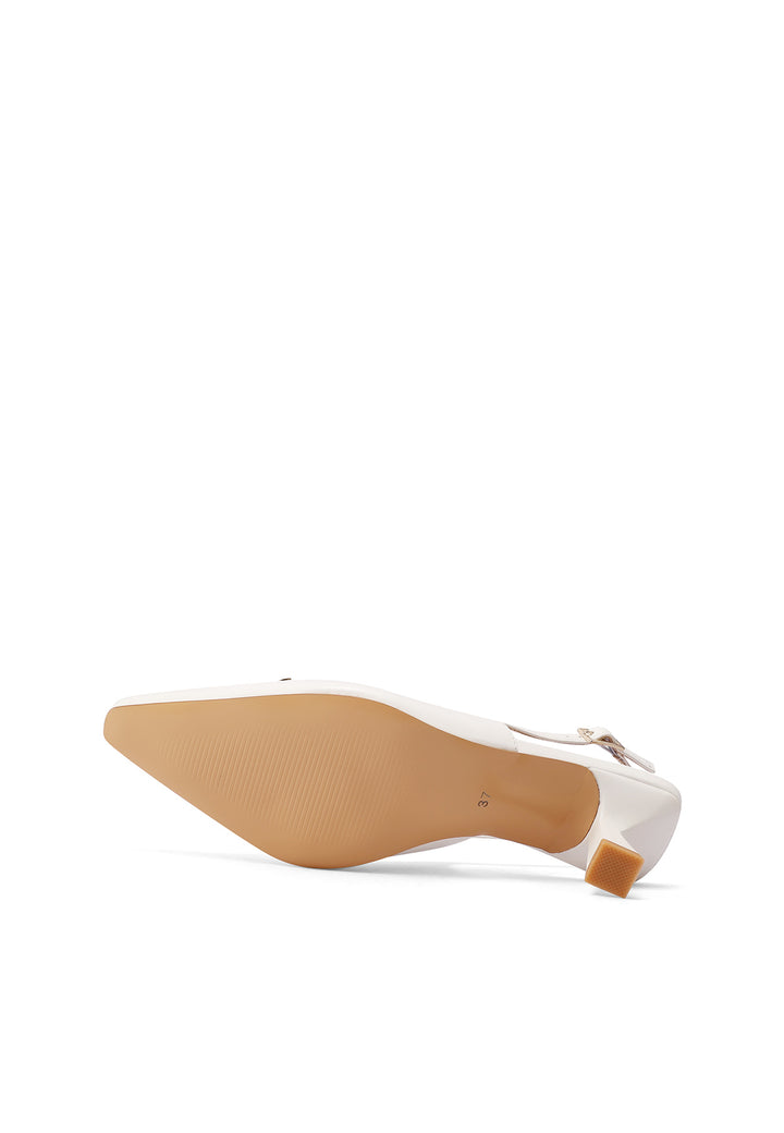 Décolleté slingback con fibbia e tacco 6 cm colore bianco