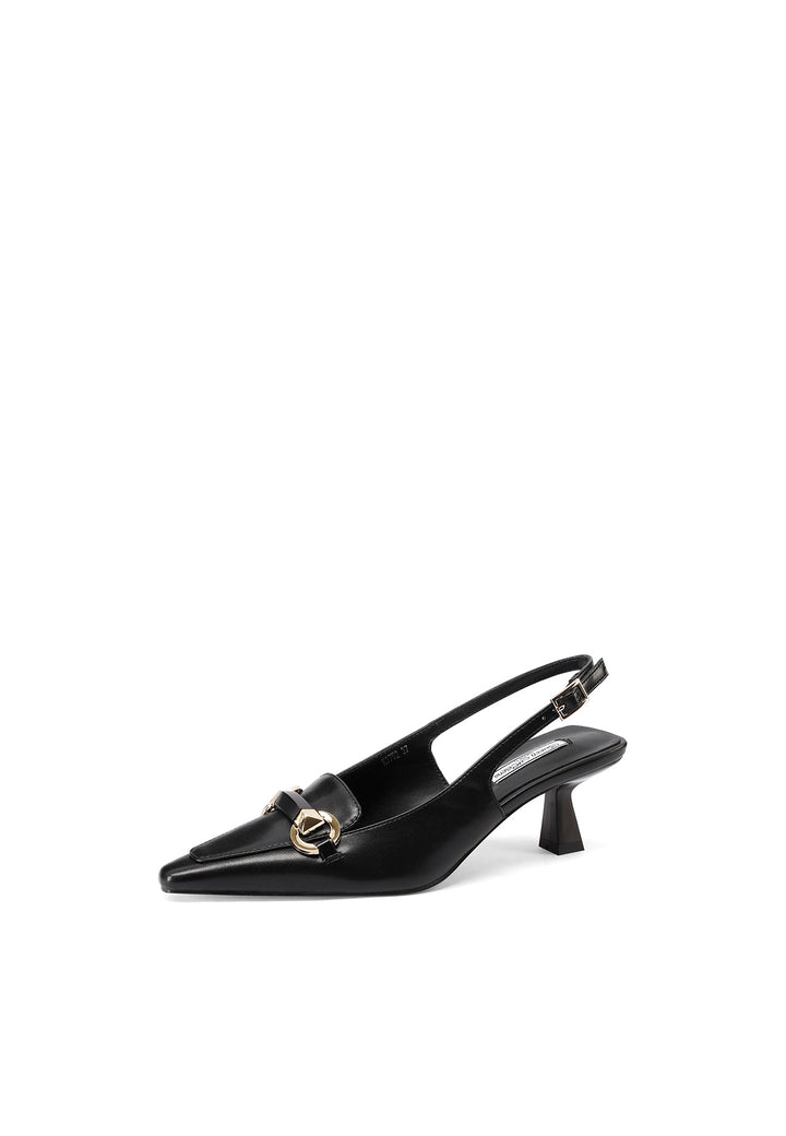 Décolleté slingback con fibbia e tacco 6 cm colore nero