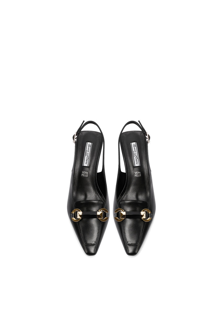 Décolleté slingback con fibbia e tacco 6 cm colore nero