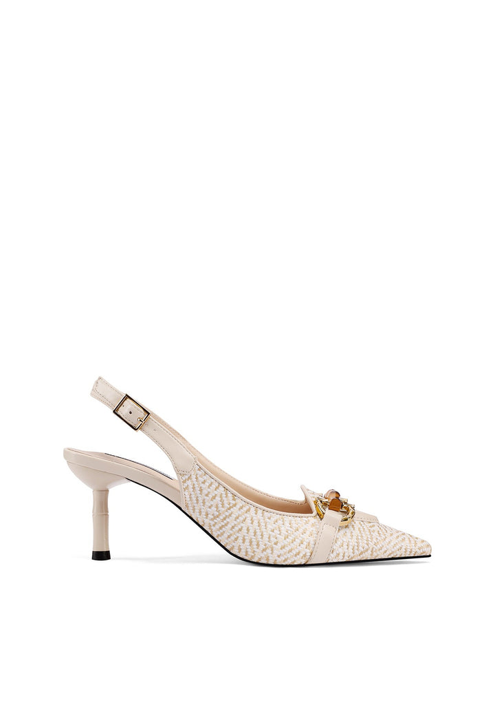 Dècolletè slingback da donna con tacco basso colore beige