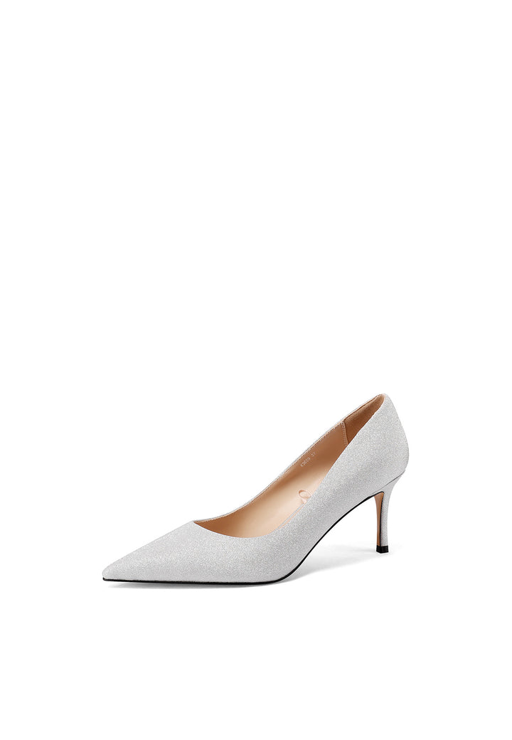 Décolleté slingback con tacco a spillo di 7 cm colore argento