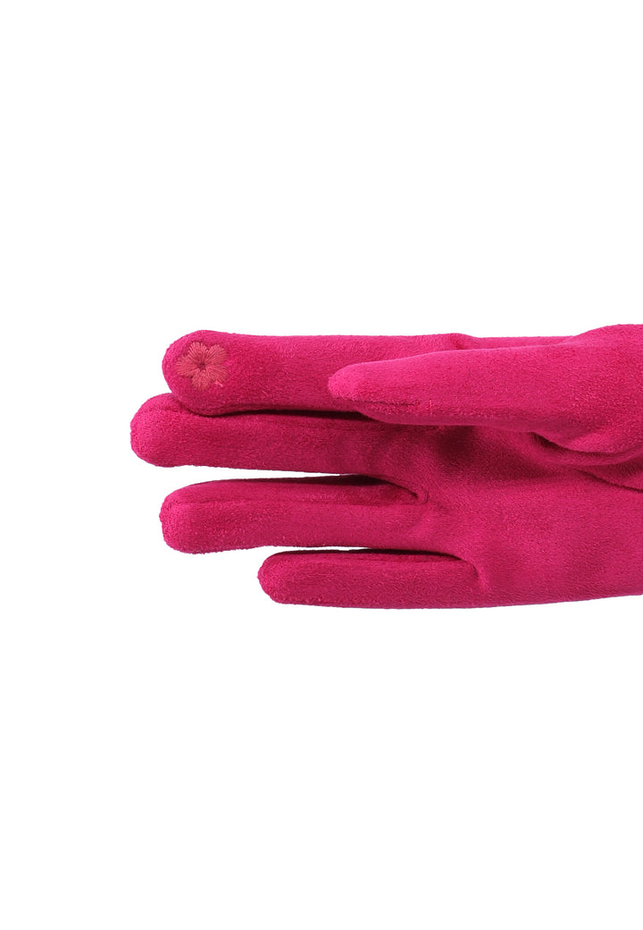 Guanti invernali da donna colore fucsia con catenella decorativa