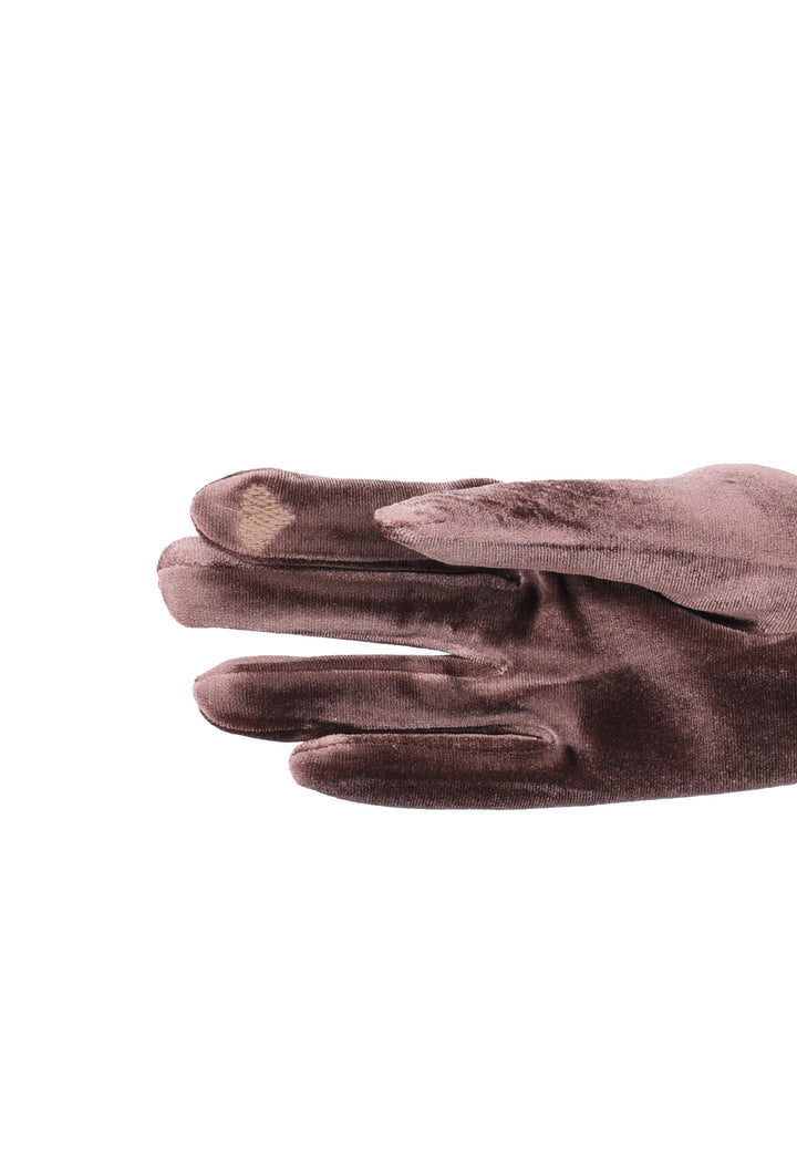 guanti da donna in tessuto con tecnologia touch screen marroni