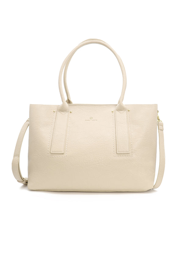 Borsa donna a mano con tracolla regolabile beige