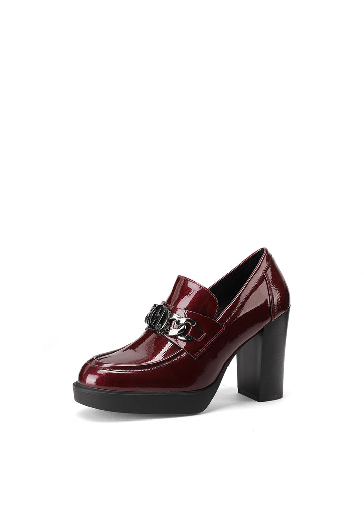 Mocassini da donna con tacco colore bordeaux