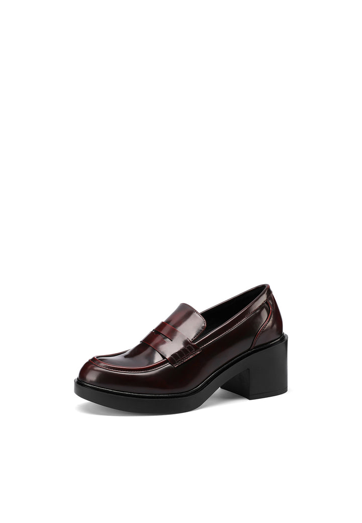 Mocassini con tacco da donna colore bordeaux