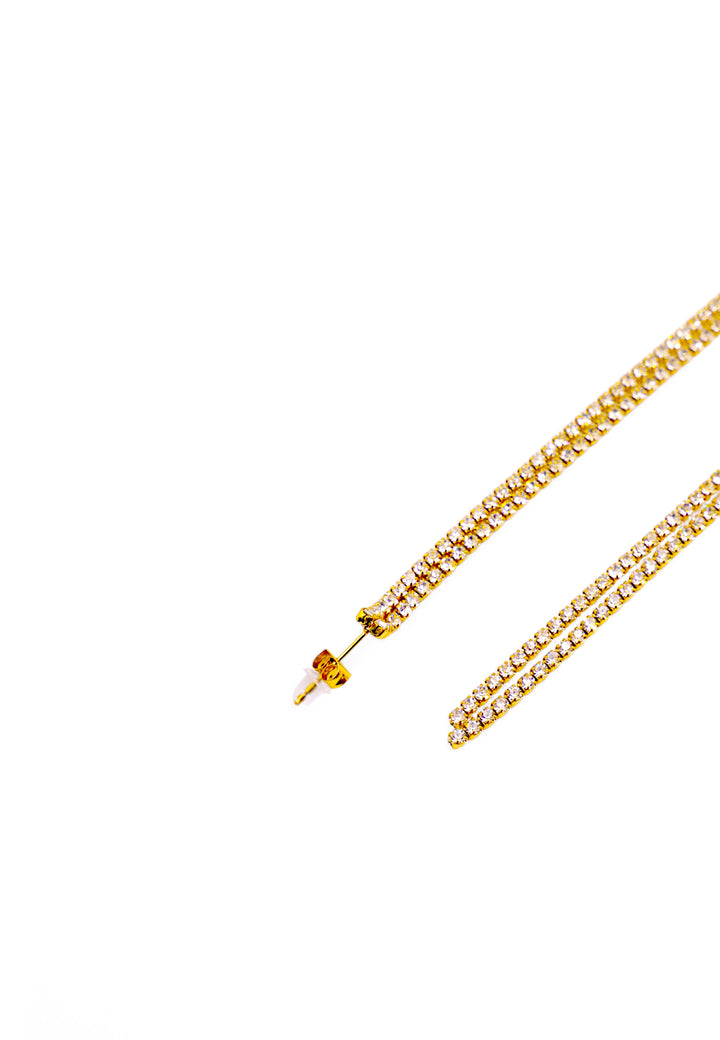 Donne Orecchini lunghi dorati Nappa di strass Accessori di moda scintillanti – it Donne Orecchini lunghi dorati Nappa di strass Accessori di moda scintillanti – it