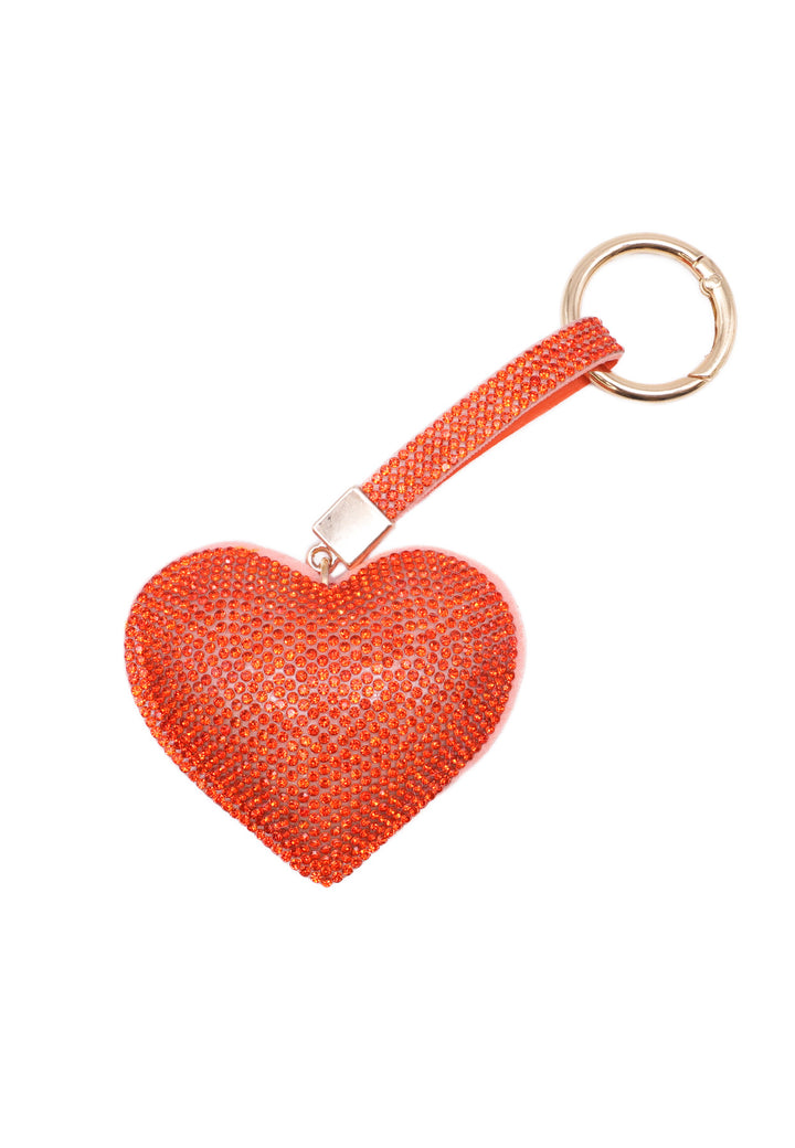 Portachiavi con glitter a forma di cuore colore arancione