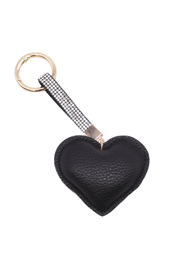 Portachiavi con glitter a forma di cuore colore argento