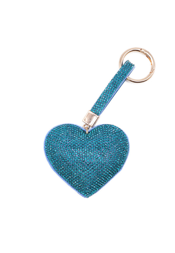 Portachiavi con glitter a forma di cuore colore azzurro