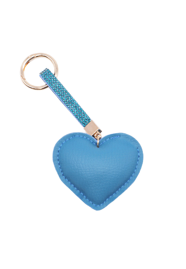 Portachiavi con glitter a forma di cuore colore azzurro