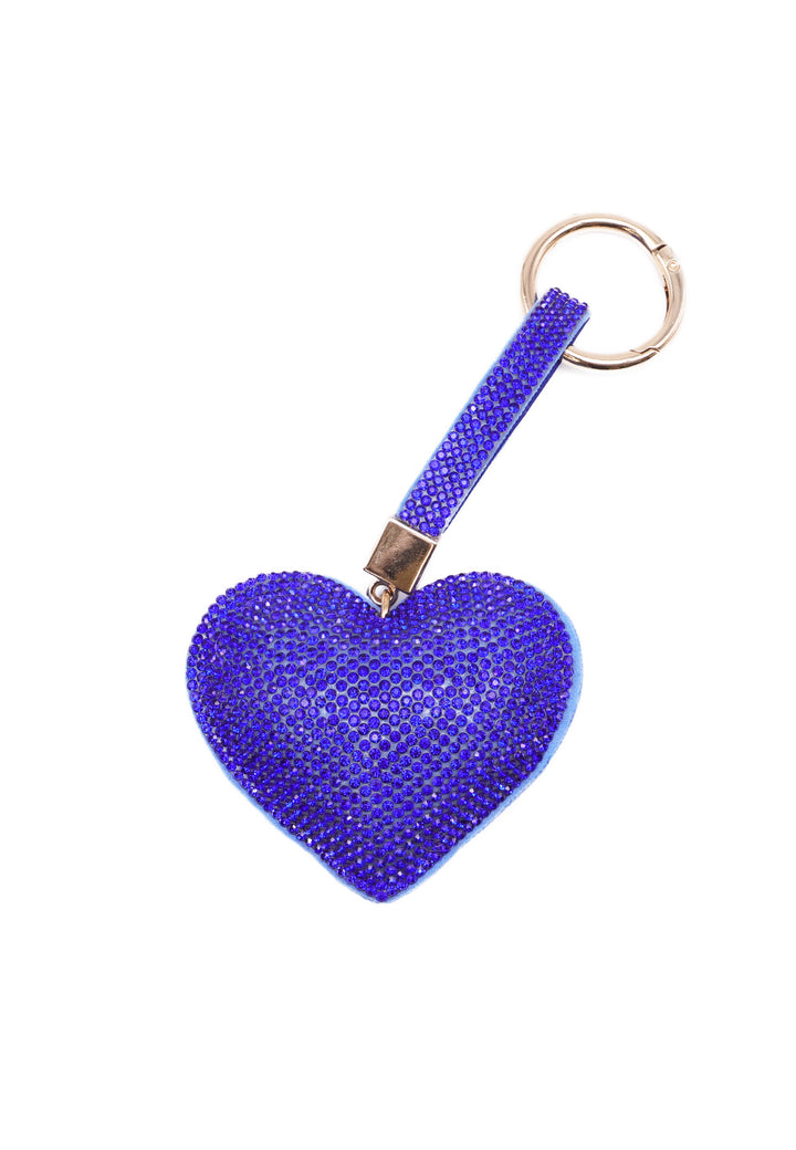 Portachiavi con glitter a forma di cuore colore blu