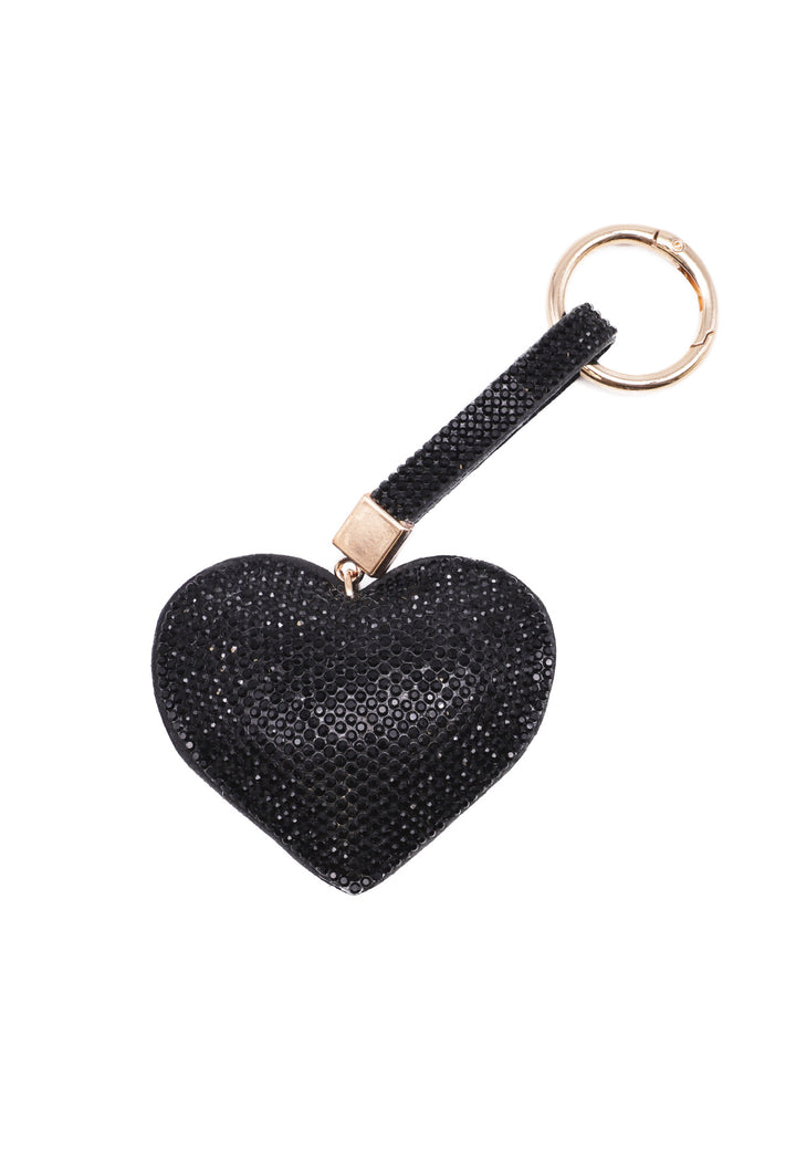 Portachiavi con glitter a forma di cuore colore nero