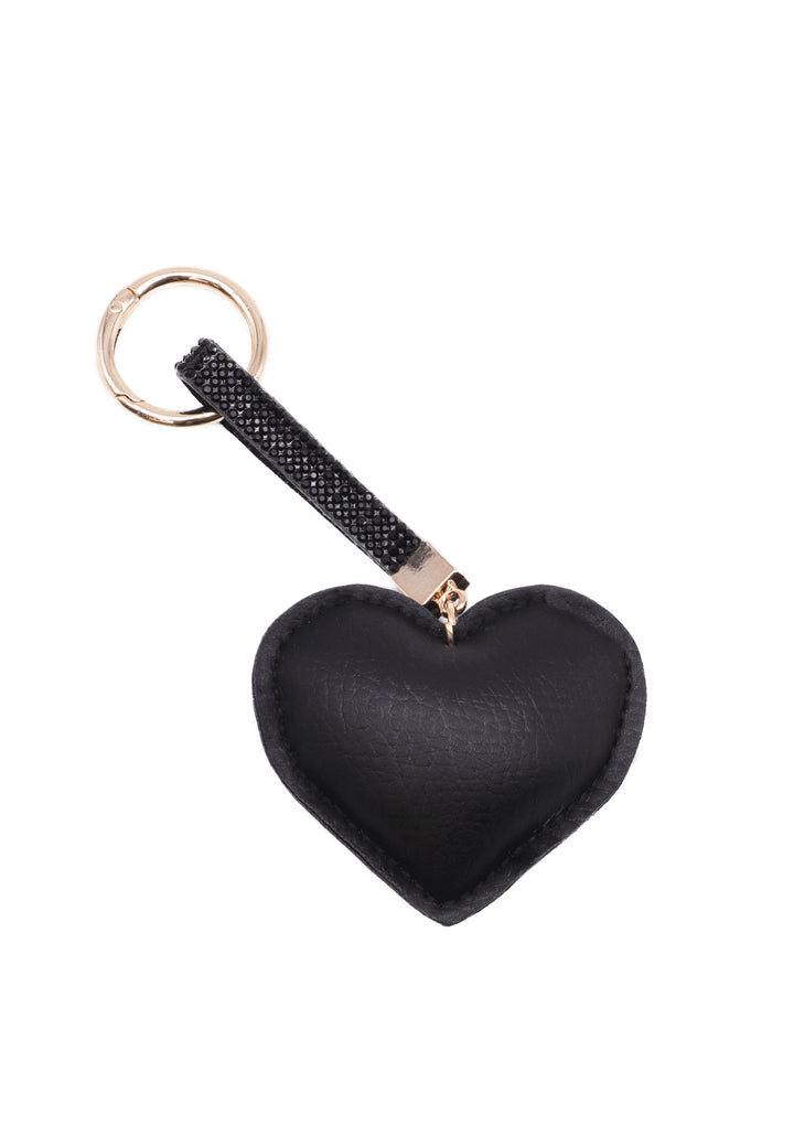 Portachiavi con glitter a forma di cuore colore nero