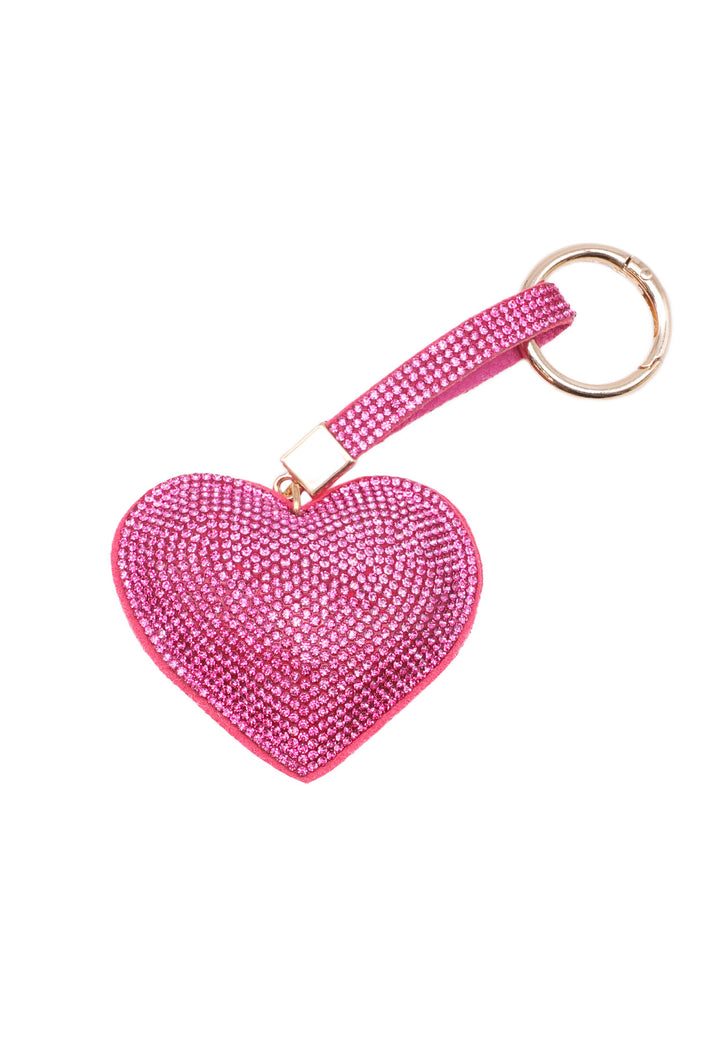 Portachiavi con glitter a forma di cuore colore rosa