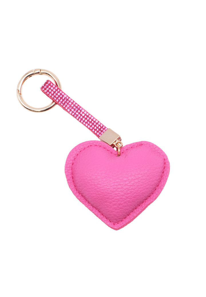 Portachiavi con glitter a forma di cuore colore rosa