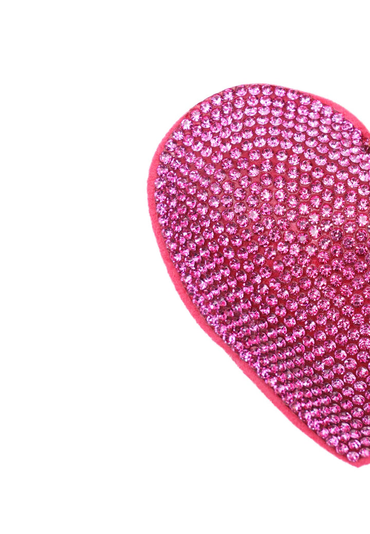 Portachiavi con glitter a forma di cuore colore rosa