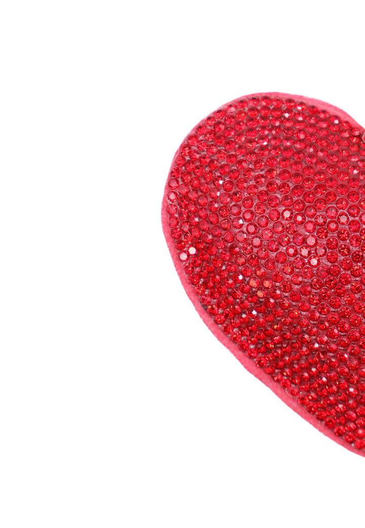 Portachiavi con glitter a forma di cuore colore rosso