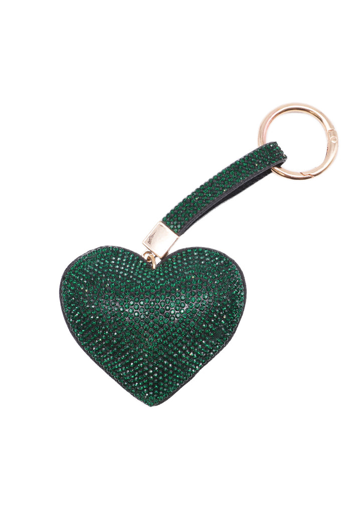 Portachiavi con glitter a forma di cuore colore verde