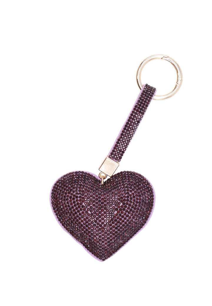 Portachiavi con glitter a forma di cuore colore viola