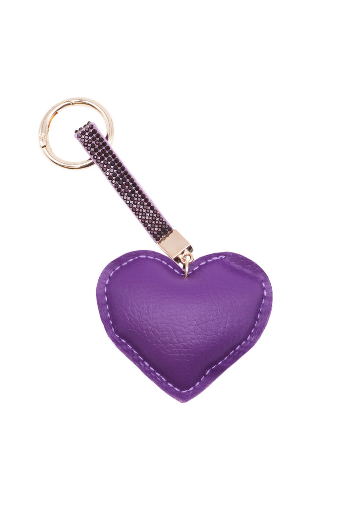 Portachiavi con glitter a forma di cuore colore viola