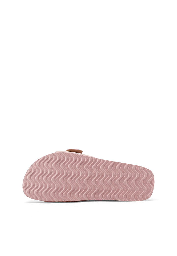 Sandali con platform in simil sughero e fascia con fibbia colore rosa