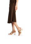 Sandali con fasce e tacco medio color beige