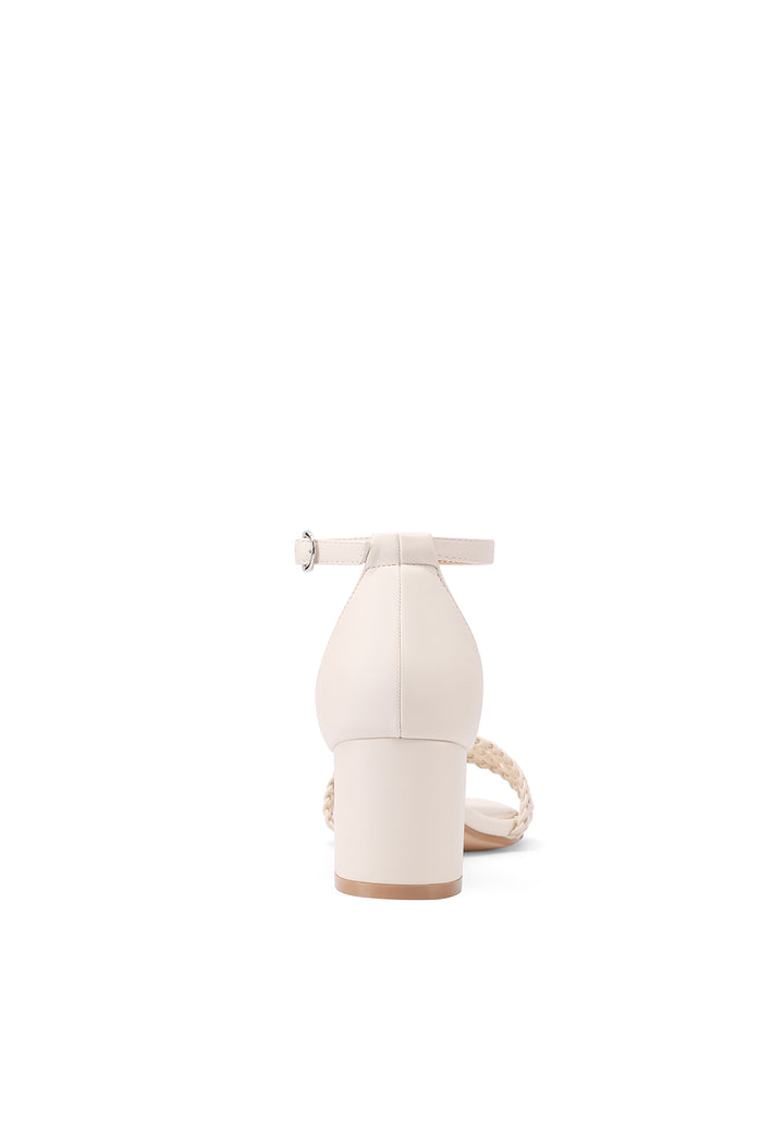 Sandali con cinturino e tacco color beige