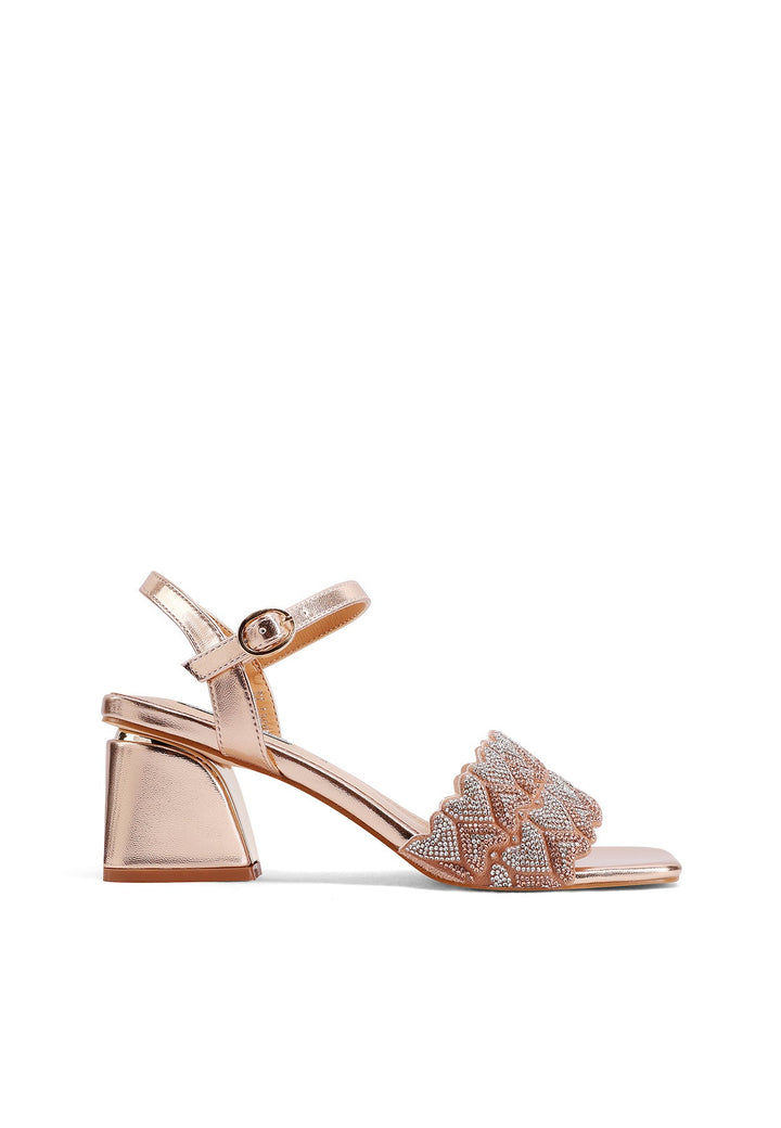 Sandali eleganti con tacco e cinturino color champagne