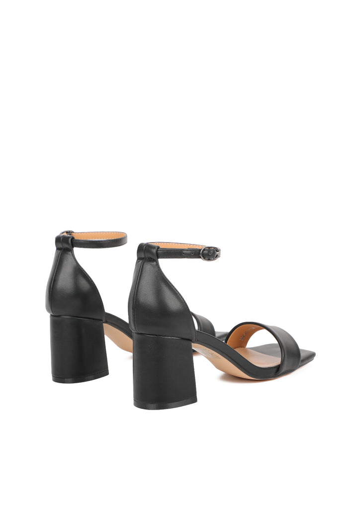 sandali queen helena con tacco 7 cm e cinturino alla caviglia nero