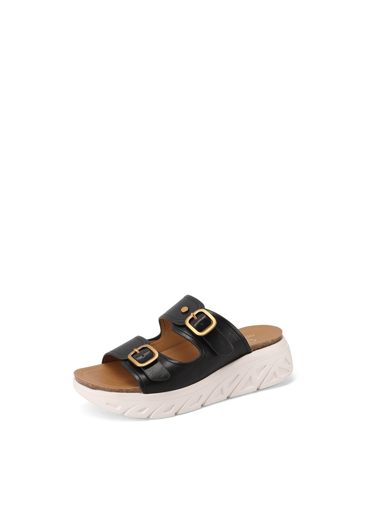 Sandalo con platform e doppia fibbia color nero