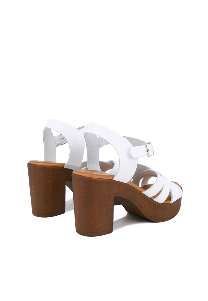 sandalo in pelle vera bianca con cinturino e tacco 8,5 cm