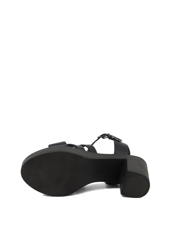 sandalo in pelle vera nera con cinturino e tacco 8,5 cm