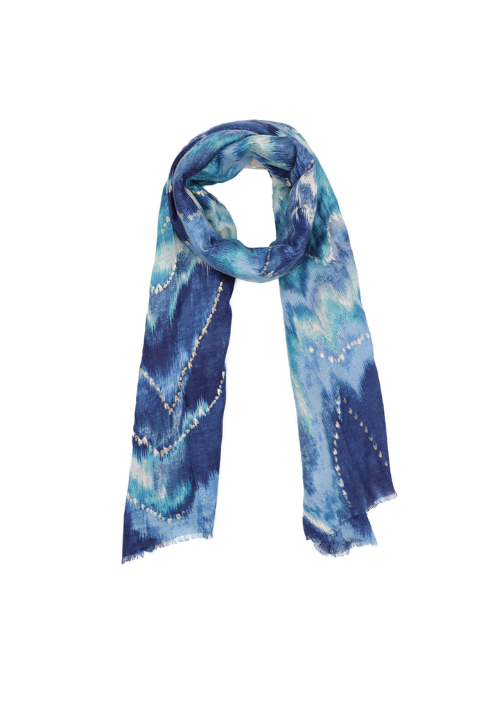 Sciarpa foulard da donna con elemento astratto colore blu