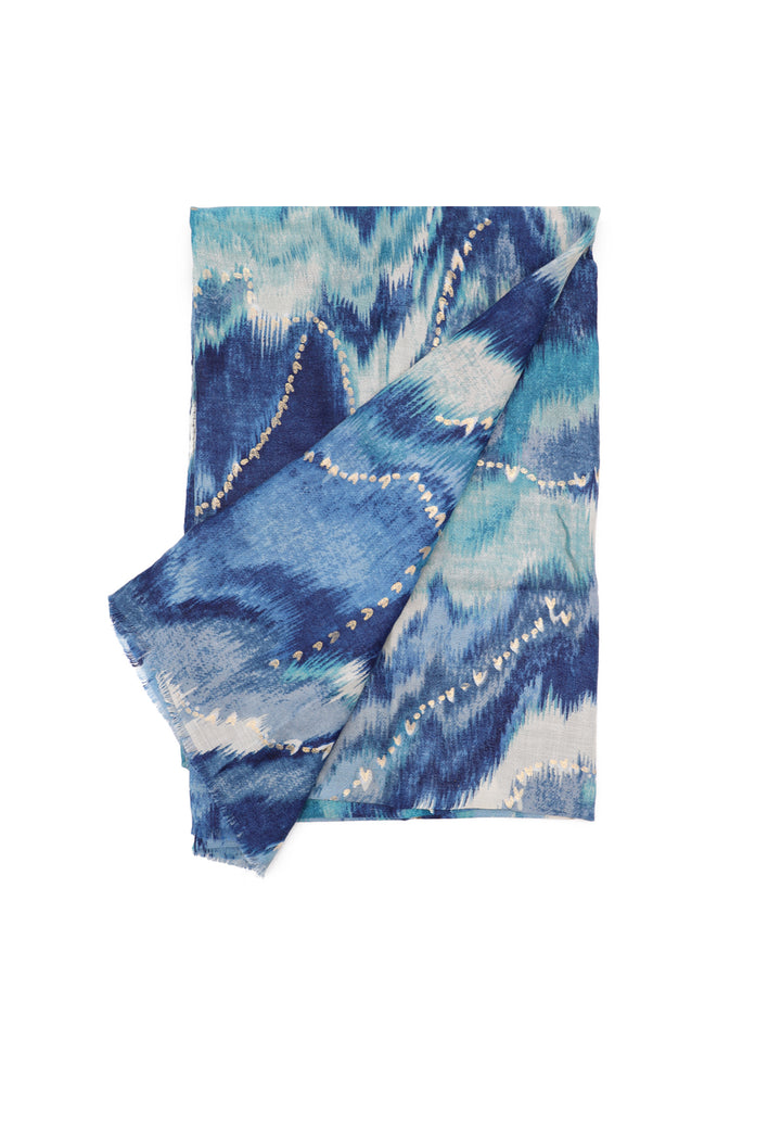 Sciarpa foulard da donna con elemento astratto colore blu