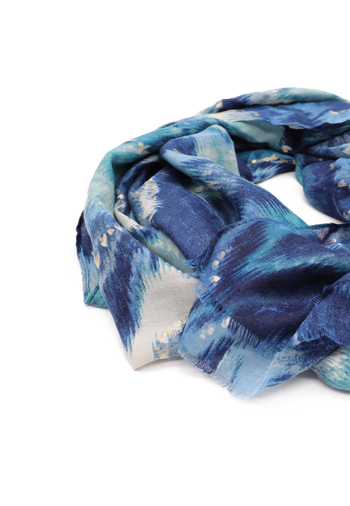 Sciarpa foulard da donna con elemento astratto colore blu