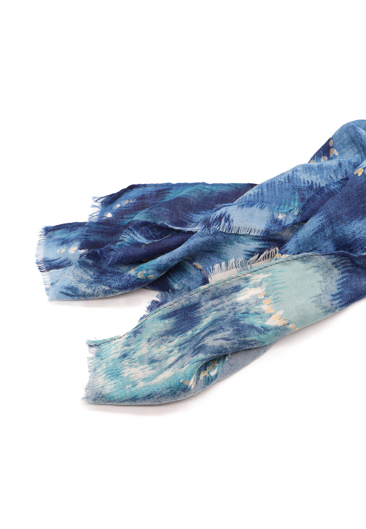 Sciarpa foulard da donna con elemento astratto colore blu