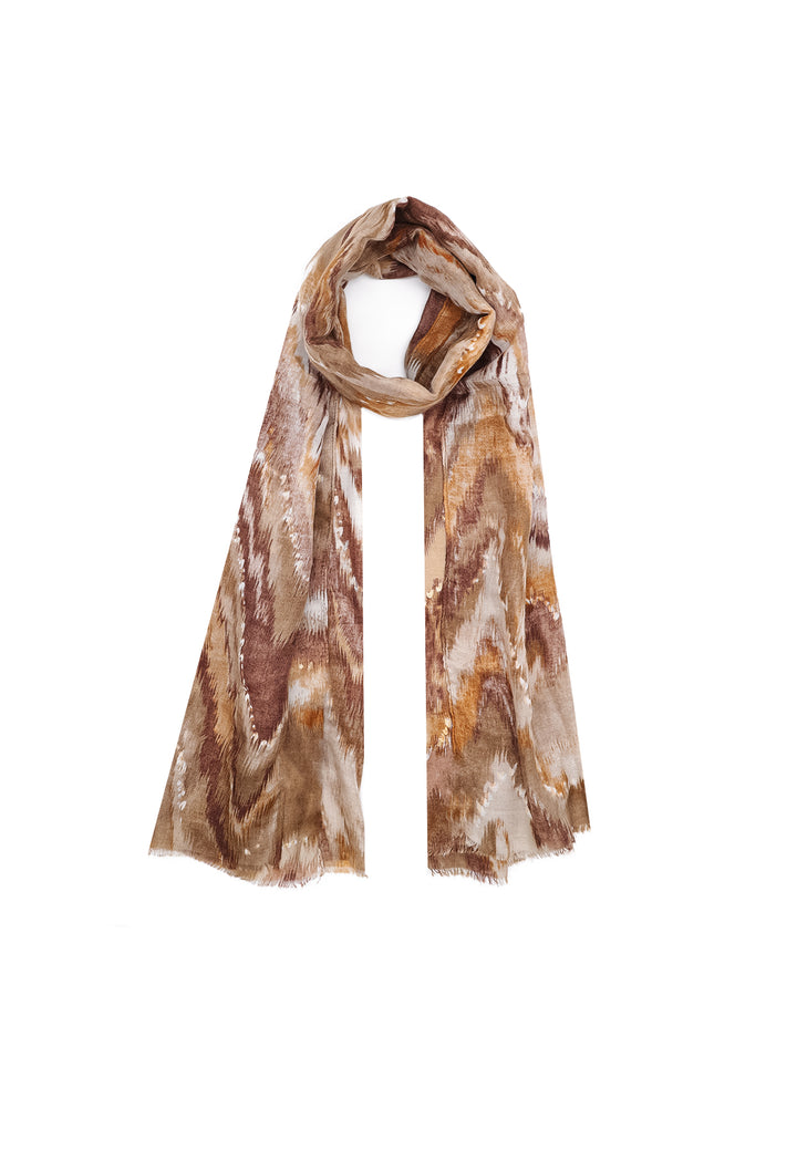 Sciarpa foulard da donna con elemento astratto colore marrone